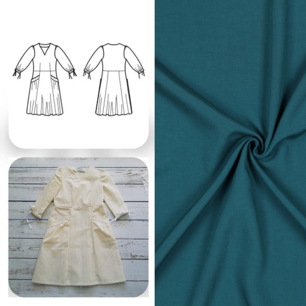 Christine Charles – Kit Couture Robe Eleanora Uni Couleur Bleu Pétrole