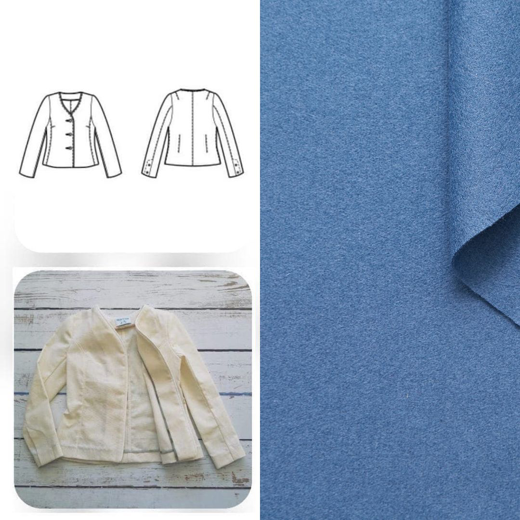 Christine Charles – Kit Couture Veste Armélia Couleur Bleu Horizon et Cuivre