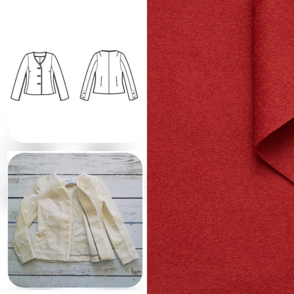 Christine Charles – Kit Couture Veste Armélia Couleur Rouge Grenat et Noir
