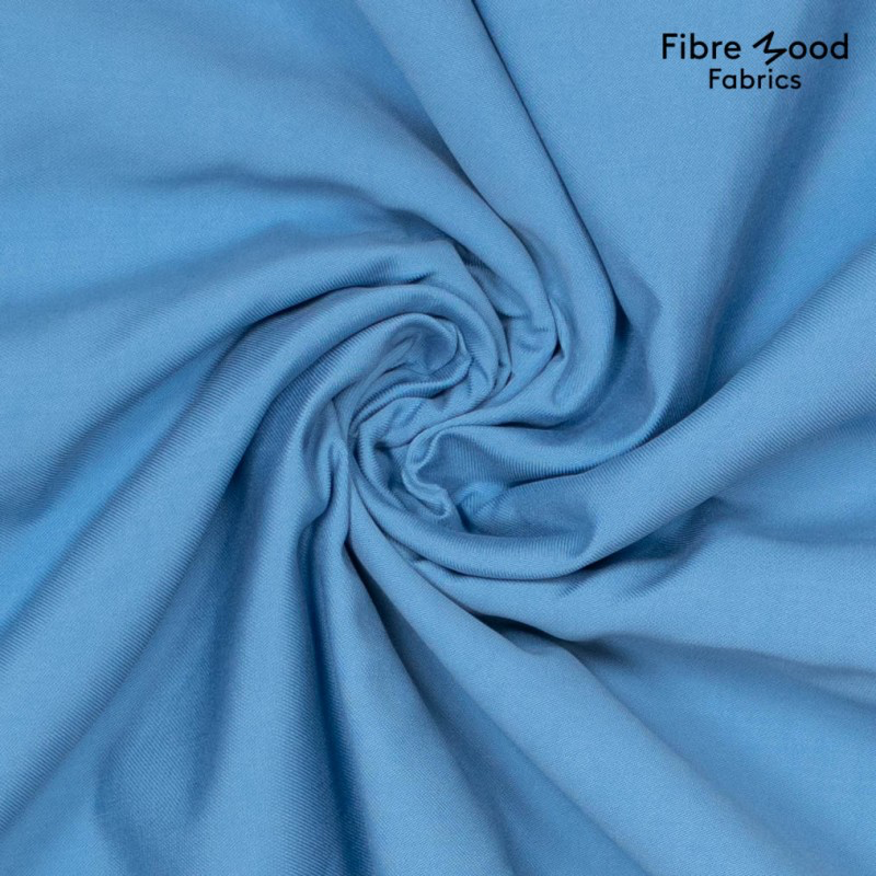Fibre Mood – Tissu Aspect Tencel en Viscose Melangé « Naima » Uni Couleur Bleu Clair - 10 cm