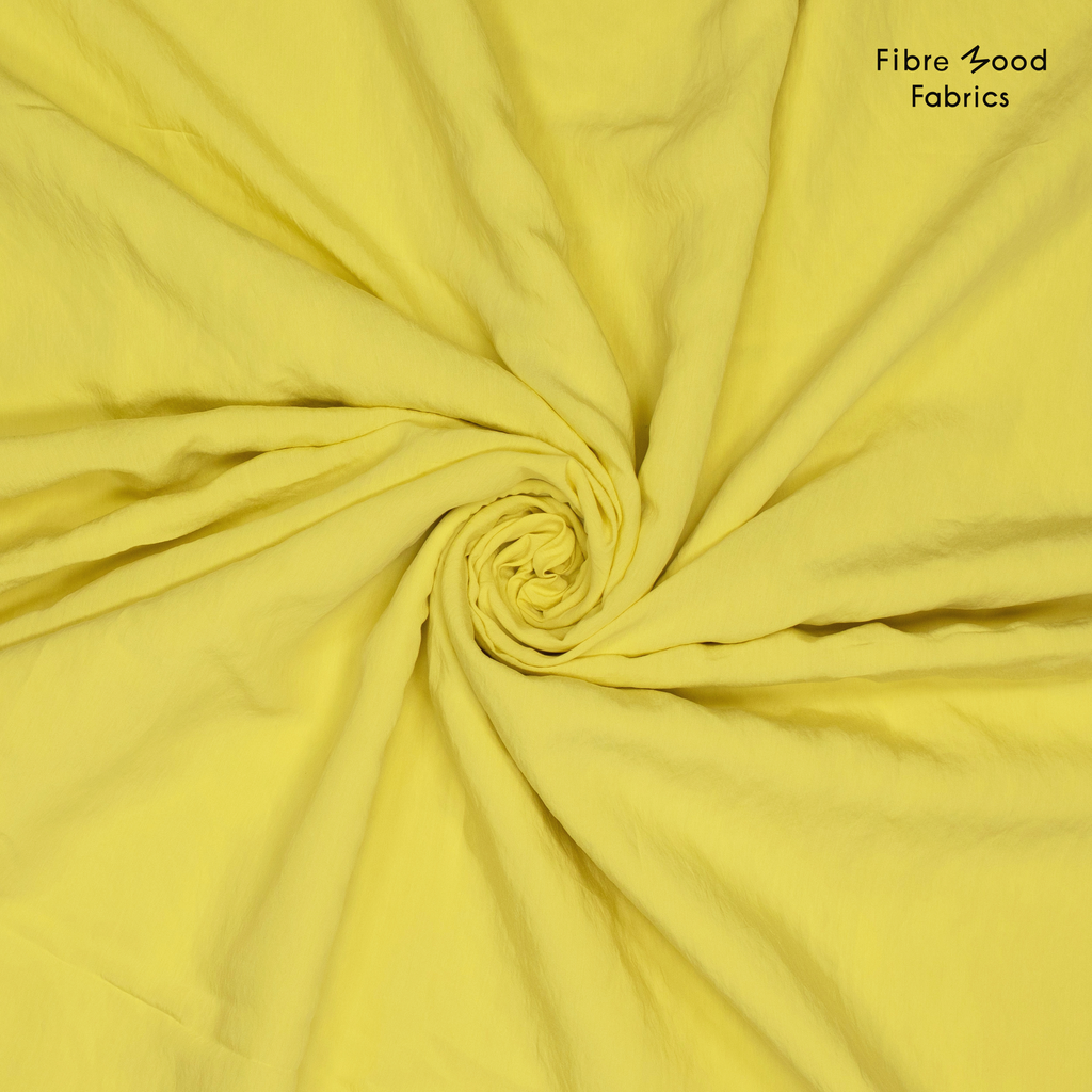 Fibre Mood - Tissu Aspect Lavé en Modal et Polyester "Carry" Uni Couleur Jaune - coupon 3 m