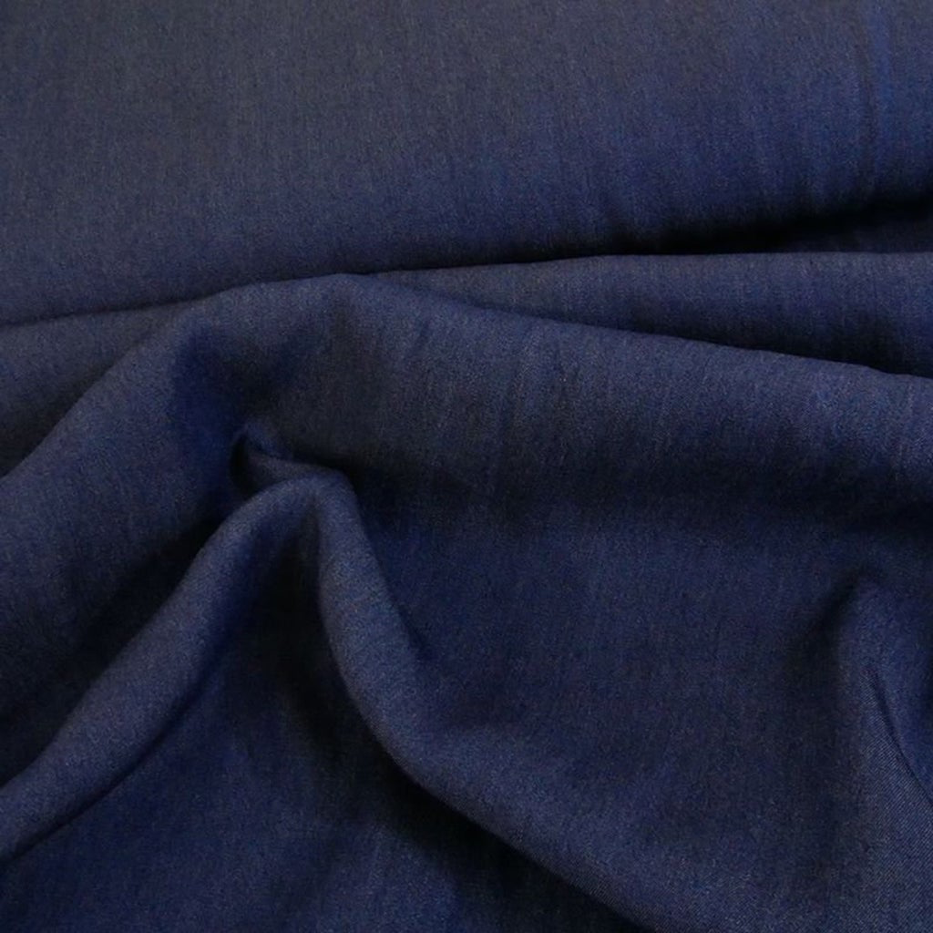[ALV 111011] Sélection Coup de coudre – Tissu Chambray de Tencel Uni Couleur Bleu Foncé - 10 cm