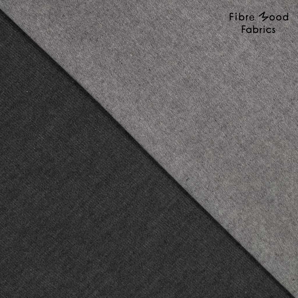 Fibre Mood – Tissu Denim en Coton Bio et Chanvre "Alya" Couleur Indigo Foncé - 10 cm