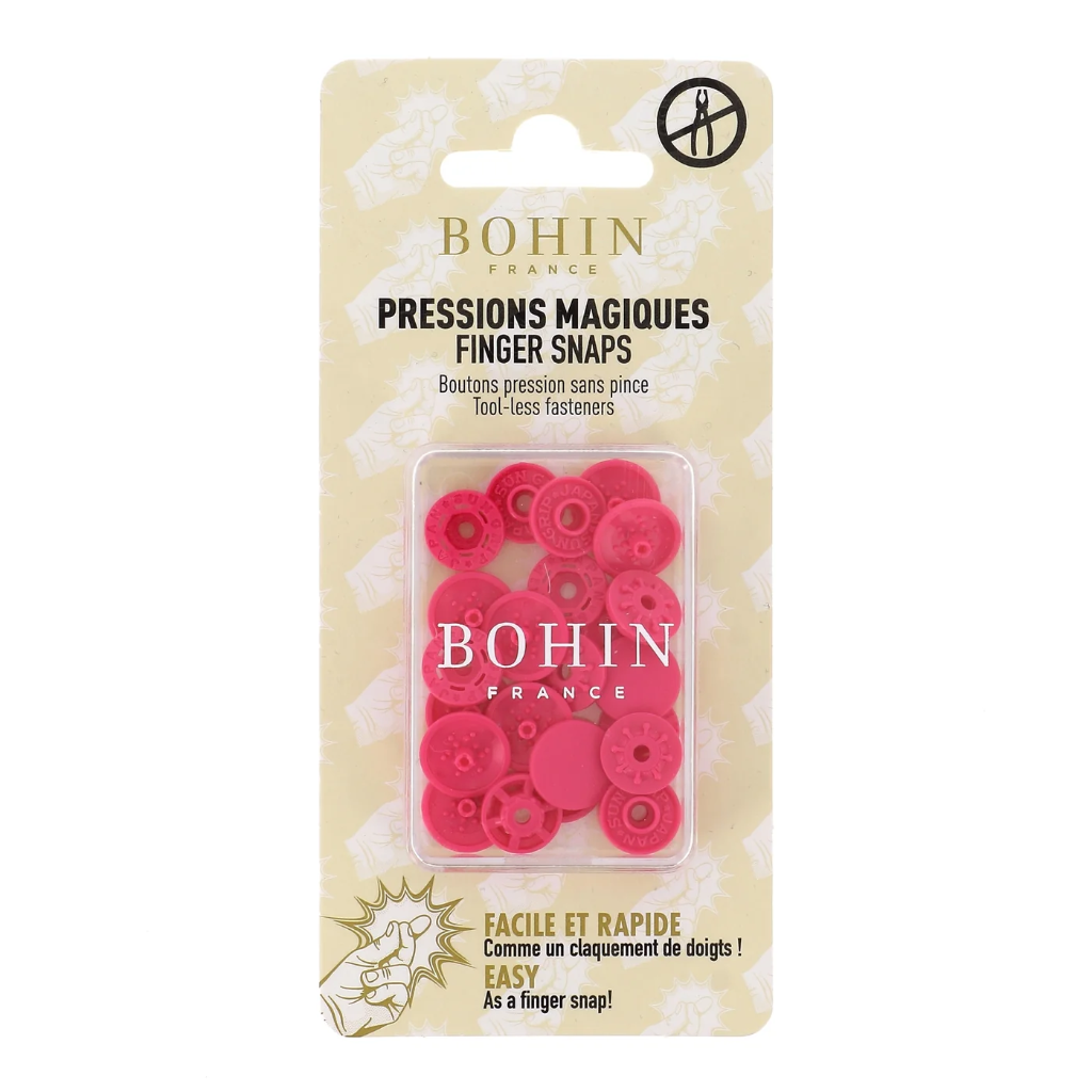 Bohin - Pressions Magiques Plastique Coloris Rose Fuchsia (13 mm)