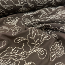 Sélection Coup de Coudre - Voile de Coton  Brodé "Pivoine" Couleur Chocolat - 10 cm