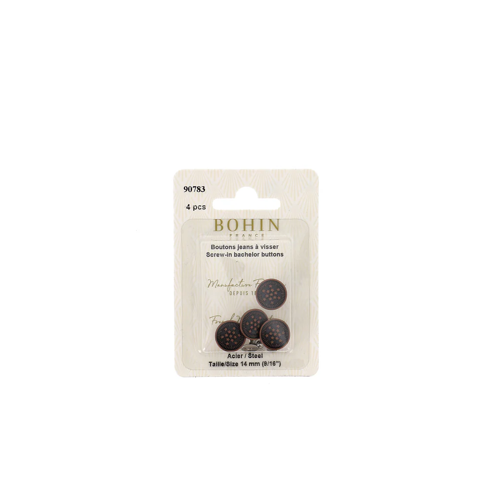 Bohin - Boutons Automatiques de Jeans à Visser Coloris Bronze (ø 14 mm)